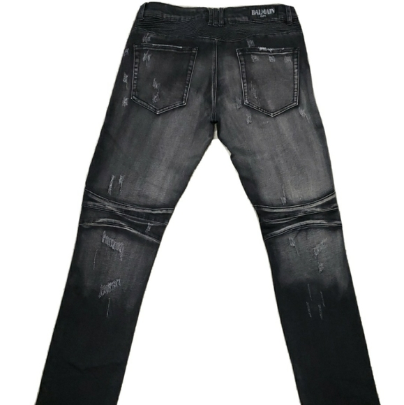 Balmain Sz 34 Designer Distressed Biker Jeans👖 - Picture 7 of 16